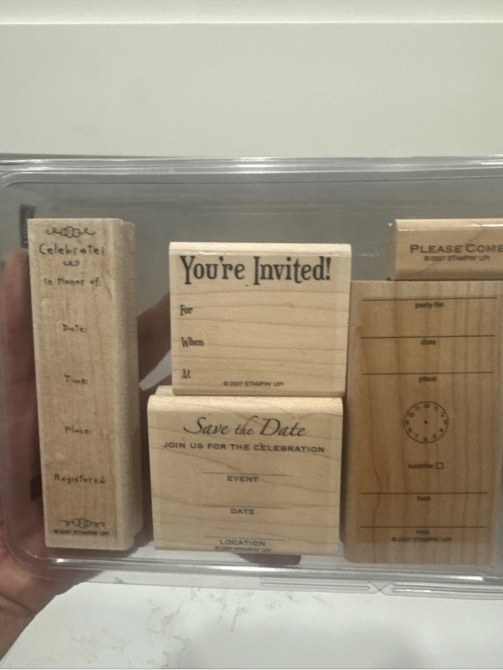 Stampin' Up! Invitation & Save the Date Wood Stamp Set - Natural Wood Tones